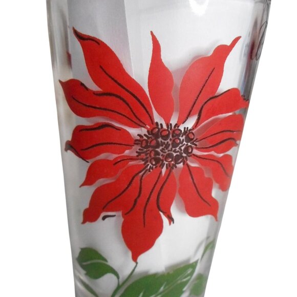 MCM Peanut Butter Juice Glass Tumbler Red / Black Poinsettia Estate find 5" #2 - Picture 8 of 8